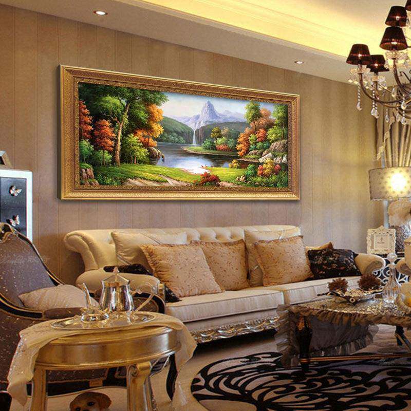 简欧美式装画画有框客艺厅创意术油画饰挂画沙发山水风景壁LG2001