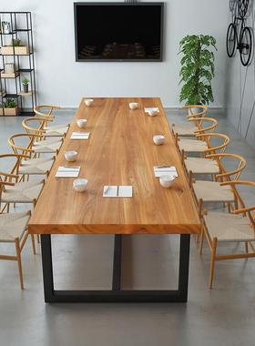 木会议桌wyy25081长桌公现代简约lft办室o长条实木办公桌大实板办