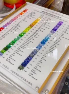 4K璀璨石碎冰花切人造照合成宝石锆各种色颜色对颜色样板4K长倒-