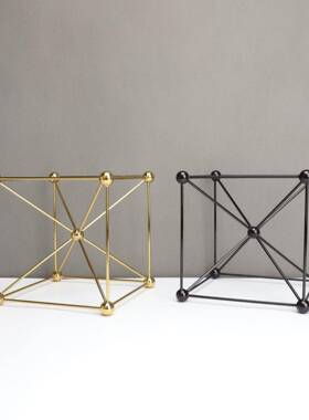 现代简约板黑金色正方体框架样房摆售楼部卧B1201书房室桌面玄关