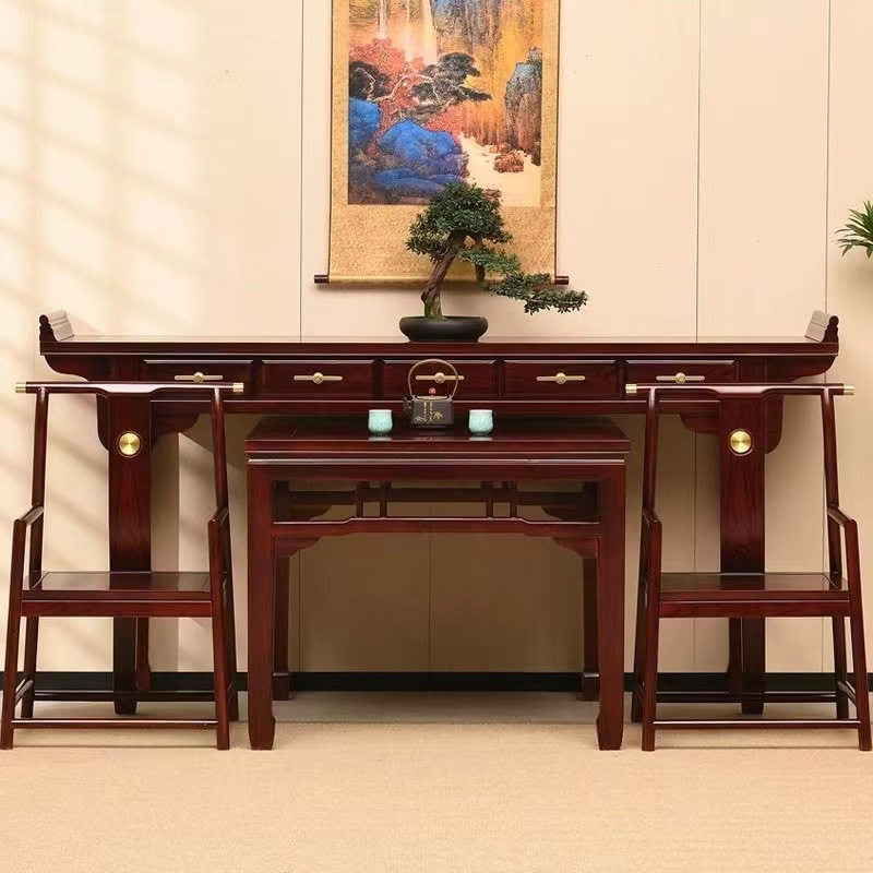 中式中堂六件套八仙桌花架条案四件套古典家具新中式佛台翘头案台