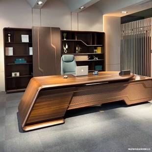 实木总裁老板办公桌椅新中式高端董事长意式大班台欧式大班桌轻奢