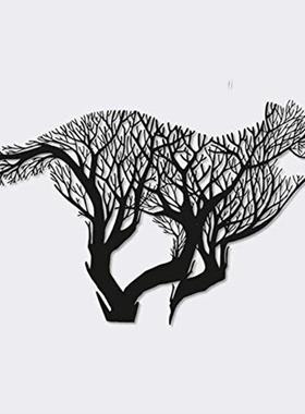 北美欧洲产品狼头墙饰挂饰铁艺简约室内室外民宿金属剪影墙