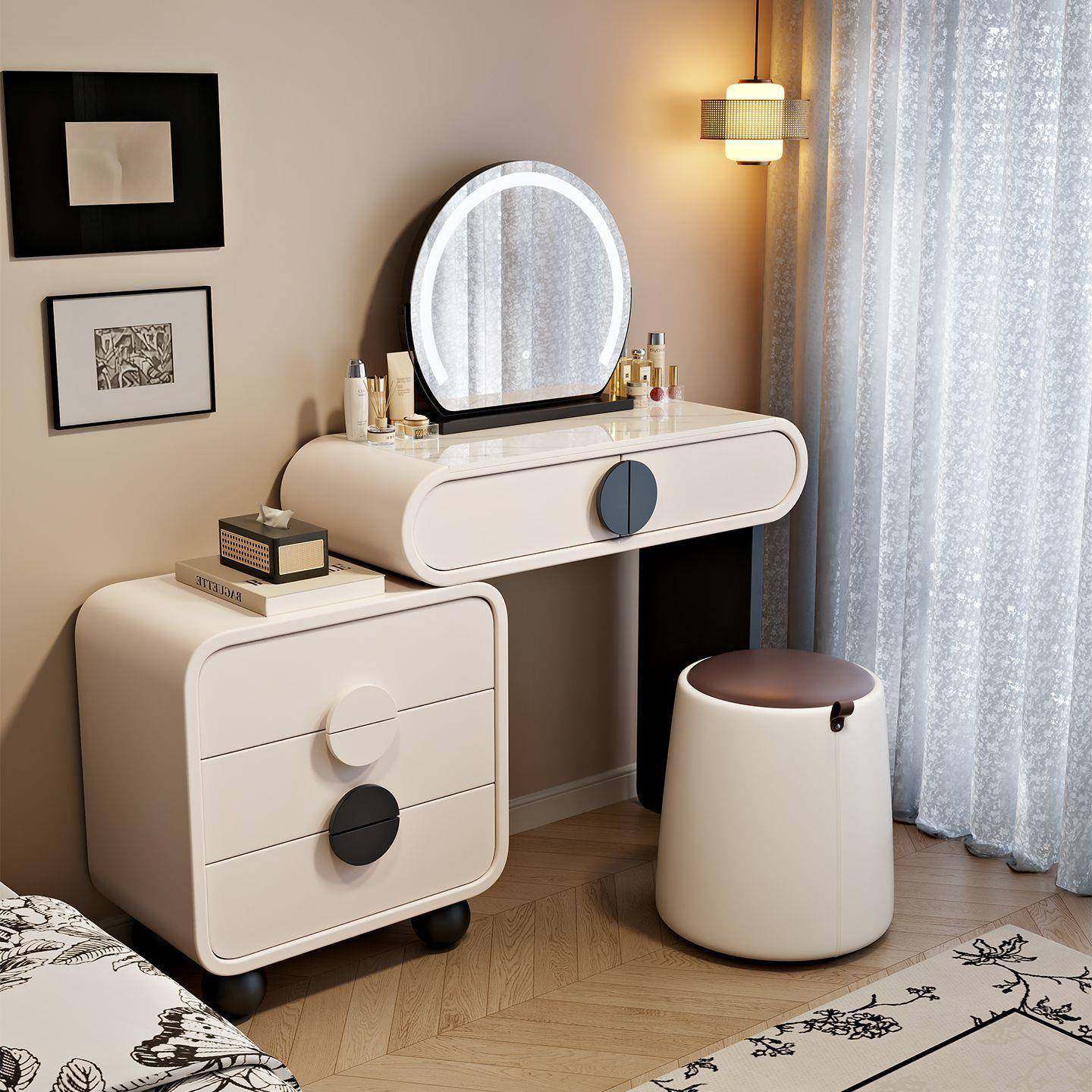 新款法式圆弧梳妆台卧室梳妆台斗柜一体书桌化妆台轻奢奶油简约,住宅家具,梳妆台+梳妆凳,淘宝优惠券,粉丝福利购,淘宝优惠卷