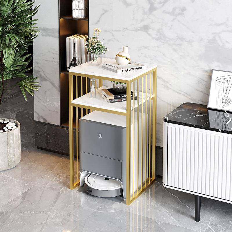 客厅铁艺花架鱼缸扫地机器人收纳柜沙发边几饮水机双层云鲸置物架