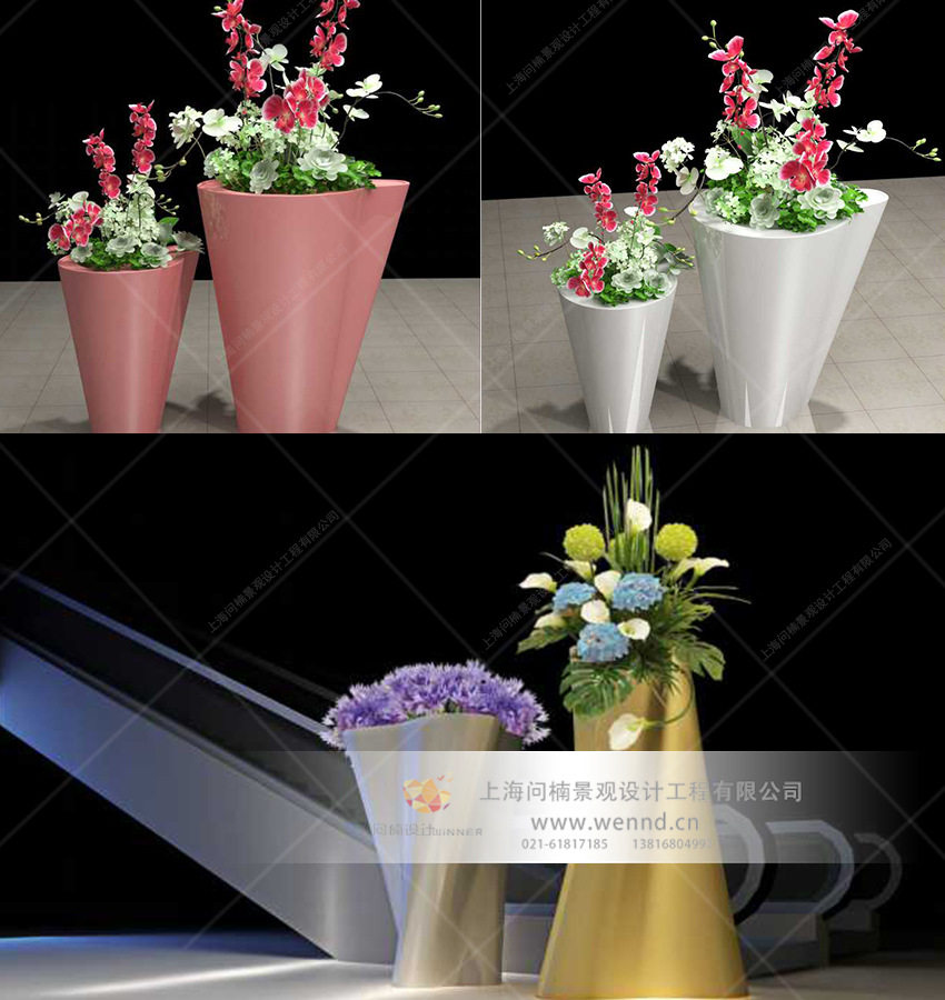 商业美陈玻璃钢异形花盆设计