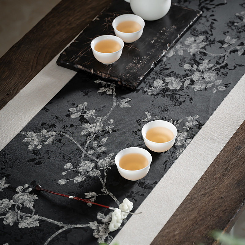 墨染天香锦缎新中式轻奢茶席
