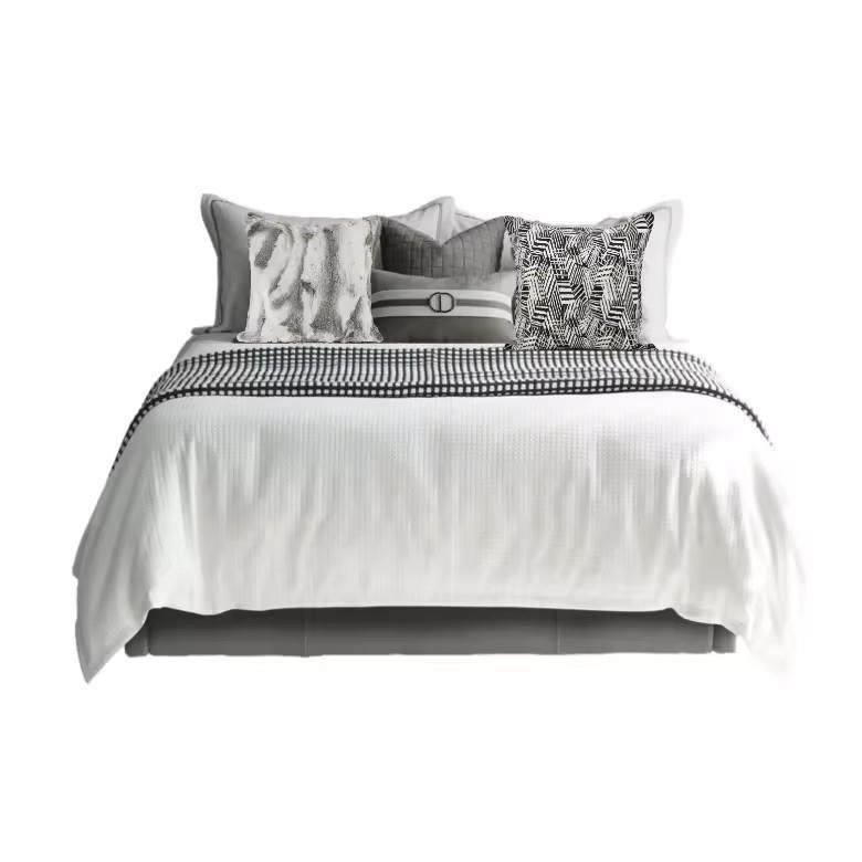 现代轻奢样板房床上用品家具卖场真兔毛咖色复古软装样板间床品