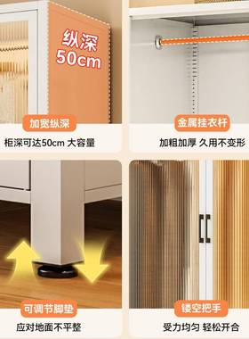 制衣柜卧室家用钢出租防尘带房MNT铁皮金属衣帽间门架宝宝衣橱收