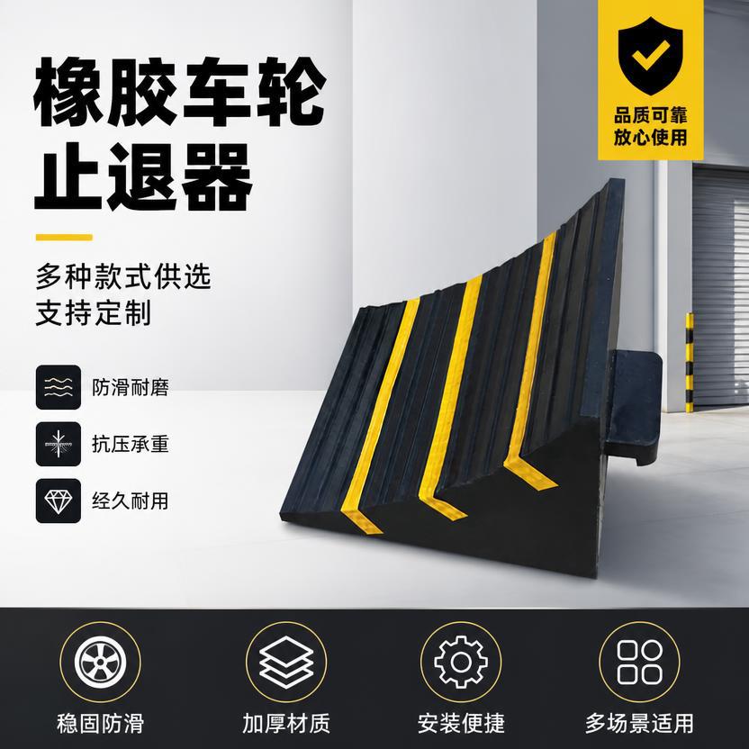 耐磨橡胶止退器物流园区停车限位块道路车辆驻车防滑车轮止退器