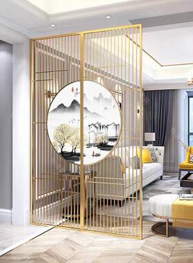 现新中式屏风不代锈钢进艺门玄关铁隔断客厅遮挡古花格复餐YDE厅