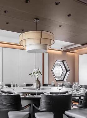 新中式云17712石纹布艺吊灯中国风店酒会厅大客吊灯简约餐厅厅宴