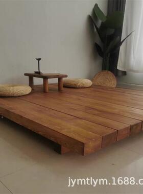 日式榻榻木米矮床榆老主卧双人床实木阳台小户型酒床民宿店地JBT