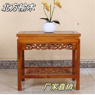 实木花架榆木鱼中缸架几多边层置物架奇内石架式 DVG花几室客厅落