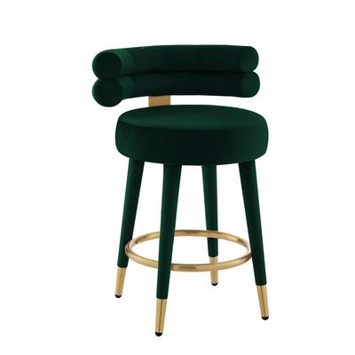 工业金属布座无椅时尚吧椅45974天鹅绒蓝色黑色腿软垫扶手高椅艺