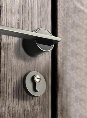 分体门锁黑色室现内用卧室磁吸锁静音房间木门锁QKI家用通型代简