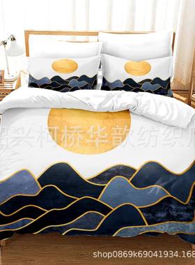 三件双套人床上用风景油画系列件磨毛品89828三套被套