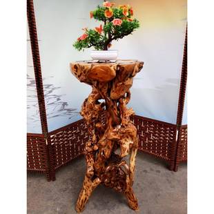根雕架69杜鹃根创意花花底座客厅摆件盆天然实木树根景架原木艺盘