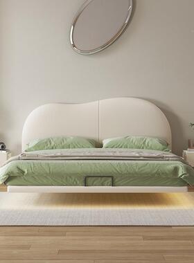 床奶油风悬浮床云朵现代主简约双人床卧软YIA包意极简轻奢皮式艺