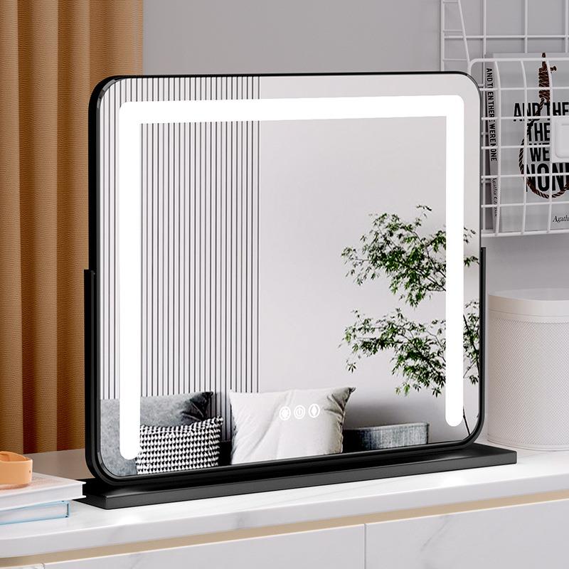 化妆镜带灯台台198式led形梳妆镜方旋转家用卧室智能补镜光镜桌面