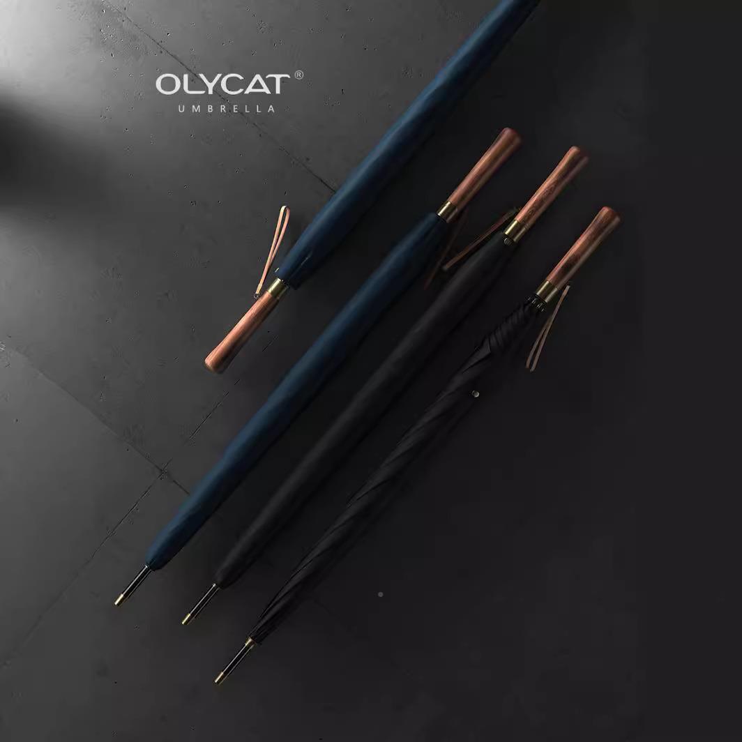 173柄O2LYCAT柄雨伞自动双层木直12cm双人大长号晴雨两用直杆广告