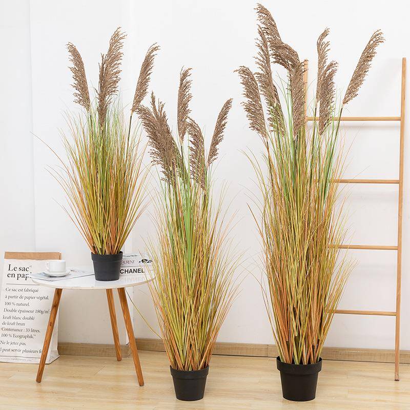 新仿真植物雪花芦苇盆景栽居家客厅饰阳落台盆地花仿真87165绿植