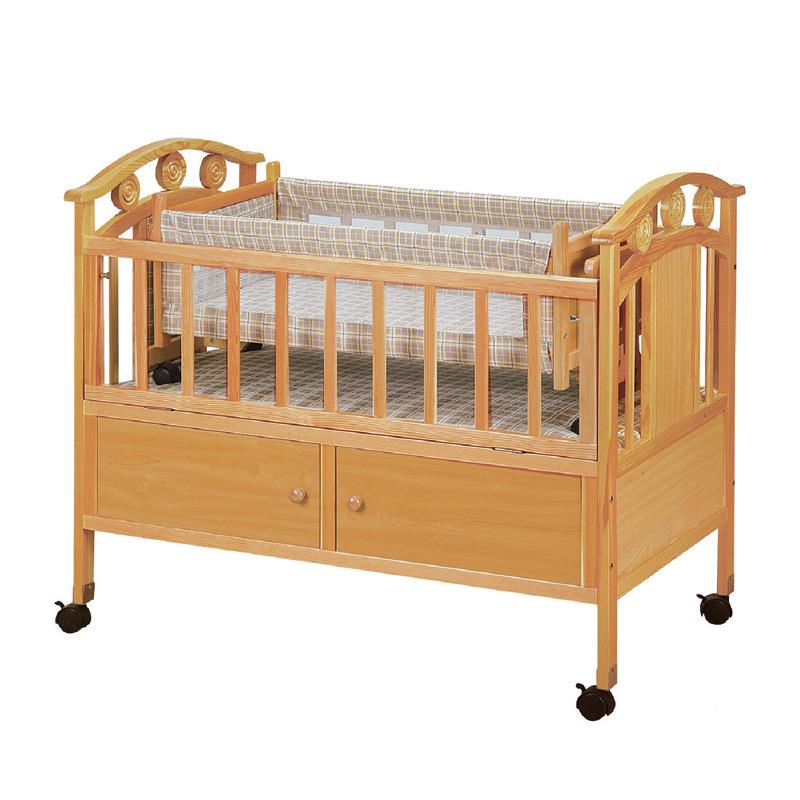 婴床儿床实木宝宝多功能可387移动新生儿带滚接bb床轮摇篮床带抽