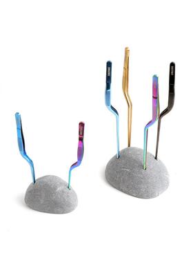 KIT石AL黑色大理石四头镊子支PFK架夹子Y座竹签烤签串收纳架头孔