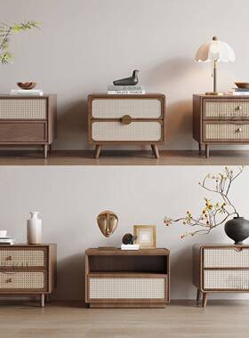 床新中式室实木头柜卧边柜宾馆矮柜储柜酒店角物柜OXFtω