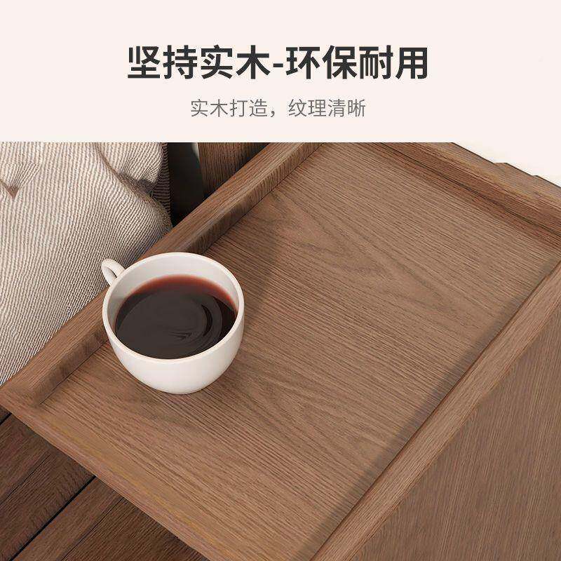 2床头柜物纯全实木WHW胡桃色小型超边柜小户型卧室床窄边收纳储柜