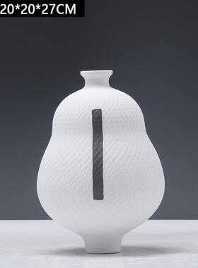 新中式瓷创意飞碟黑色花瓶摆件民宿客厅餐插KGQ玄关桌桌面花陶花