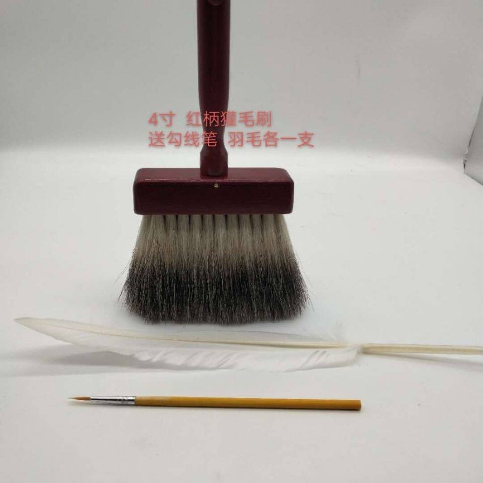 獾毛刷进口艺术涂料工具仿理石专用艺术漆配套软毛长柄柔软细毛
