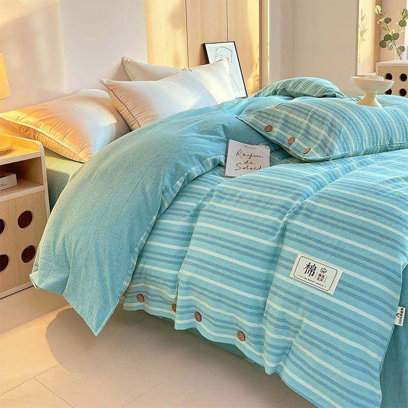 A类夏季纯床棉上四件套02025新款条纹棉CW被套床单床笠20*全230床,床上用品,学生床品套件,淘宝优惠券,粉丝福利购,淘宝优惠卷