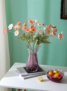 HP046新品欧式红粉色琉花瓶果盘插水花器居家客厅套装璃饰网品摆