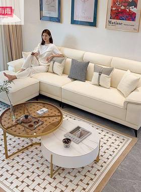 合聚有雨家沙发客厅MDN小户简约意式现型代油新奶款直排沙发具