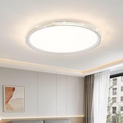 薄4186奶油风形卧室吸顶灯现代简圆约全光谱护超智能书房眼水晶吸