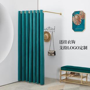 易?L帘形铁店艺简785服装试衣间隔断帘更衣移动换衣间轨道syj窗帘