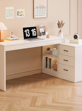 实木书桌儿童学XJV习桌写油字桌电脑桌台式桌家伸缩办公奶桌风桌