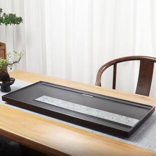 天然乌石茶盘室现代轻简约岩板茶台石头办公日式排水金茶秋语（5