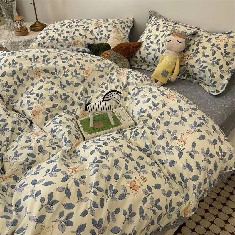 床上用品四被件套纯棉套约ltao6401被子四季通用夏季宿简床单舍三