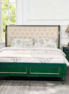 美式乡村轻主卧人床公主婚床皮OYF质软包节约双奢空大间1.8米1.5