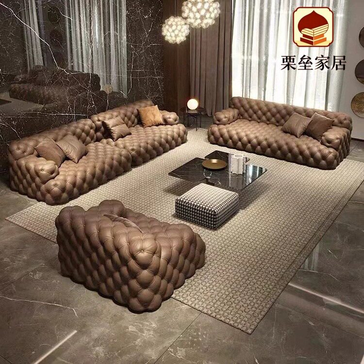 意大利轻奢进口布艺客厅沙发后现代科技布小户型别墅高端客厅沙发