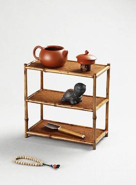 手工竹制小茶纳棚MBV梅多鹿竹茶具收架竹文玩展示架茶台博紫古架