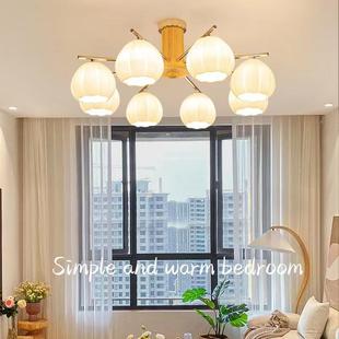花蕾奶油木原风客厅ed吊灯复l古778温馨护眼灯南饰瓜餐厅主卧室灯