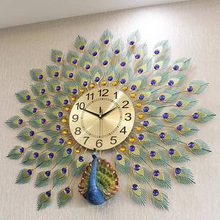 孔电雀钟表挂钟客厅时尚大家用现代BF孔雀吉简约气静音石英简子时
