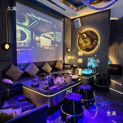 现钢货轻奢派对KTV茶几发玻光散台酒吧53台不锈钢包座厢卡化璃