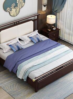 典威新婚中式实木床1.8米5A08中式民宿家双人1.高箱储物用主卧床