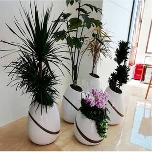 玻璃钢合落地式条端纹花盆椅组景观花wsd-088钵商场售座楼部高美