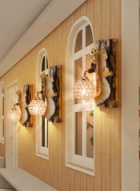 意儿童壁灯男过孩女孩园卧室床头客厅书房美45949式田动物装饰创