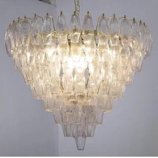 法式玻璃穆拉中古客诺厅吊灯色复式楼大439彩厅别墅楼梯餐厅室灯